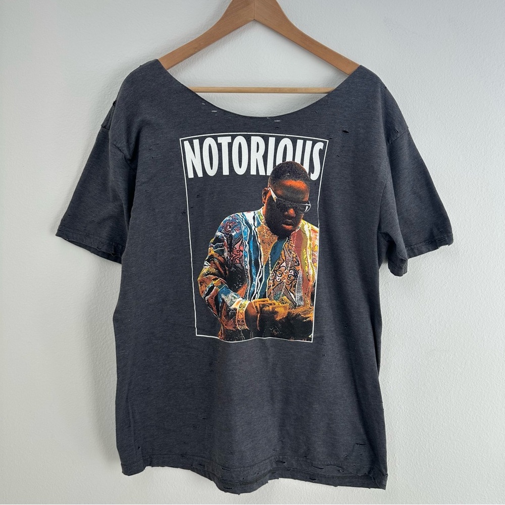 Notorious BIG Destroyed off the shoulder Tee